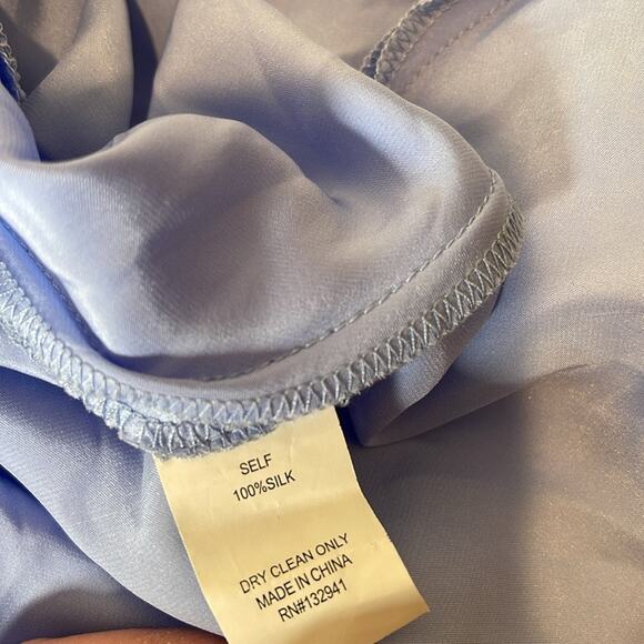 Amanda Uprichard Cecelia Silk Ruffle Sleeve Blue Maxi Dress Size Small - Picture 11 of 11